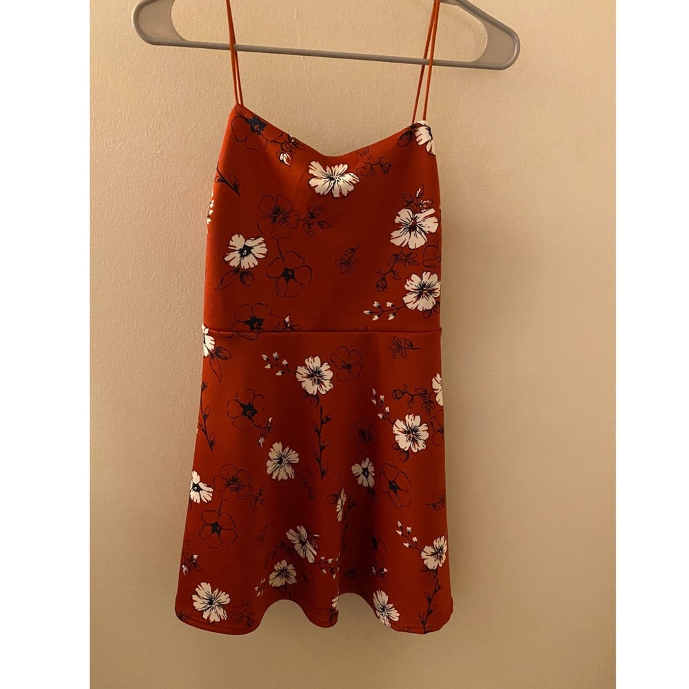 Burnt orange floral mini dress